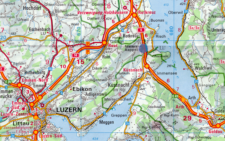 Kartenausschnitt Luzern mit Meierskappel