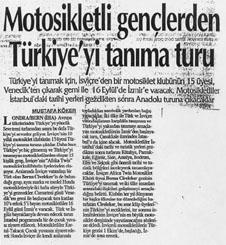 Artikel aus der trkischen Tageszeitung "Trkiye" vom 16. September 1997